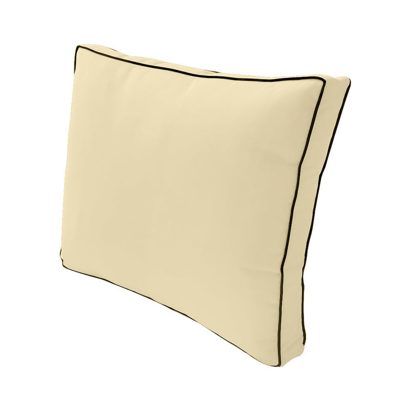 Medium Size 24x26x6 Contrast Trim Outdoor Deep Seat Backrest Cushion with Bolster, Water Repellent Patio Cushion Insert and Cover Set AD103
