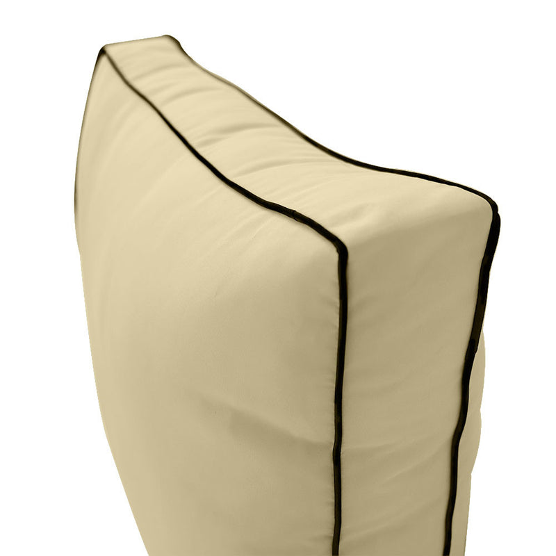 Medium Size 24x26x6 Contrast Trim Outdoor Deep Seat Backrest Cushion with Bolster, Water Repellent Patio Cushion Insert and Cover Set AD103