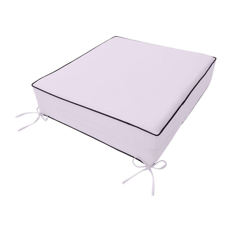 Medium Size 24x26x6 Contrast Trim Outdoor Deep Seat Backrest Cushion with Bolster, Water Repellent Patio Cushion Insert and Cover Set AD107