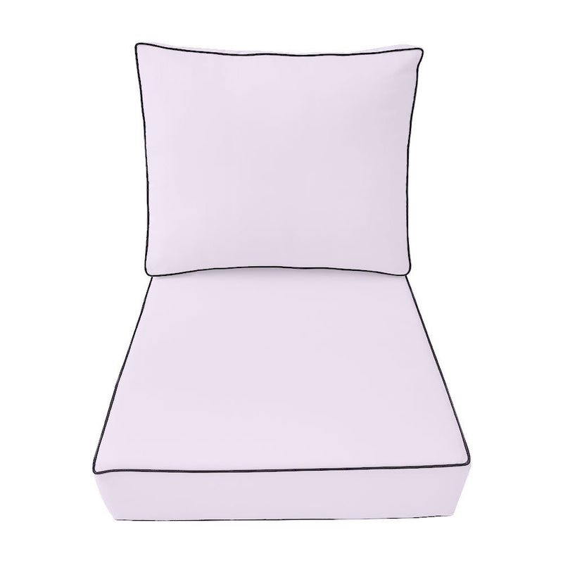 Medium Size 24x26x6 Contrast Trim Outdoor Deep Seat Backrest Cushion with Bolster, Water Repellent Patio Cushion Insert and Cover Set AD107