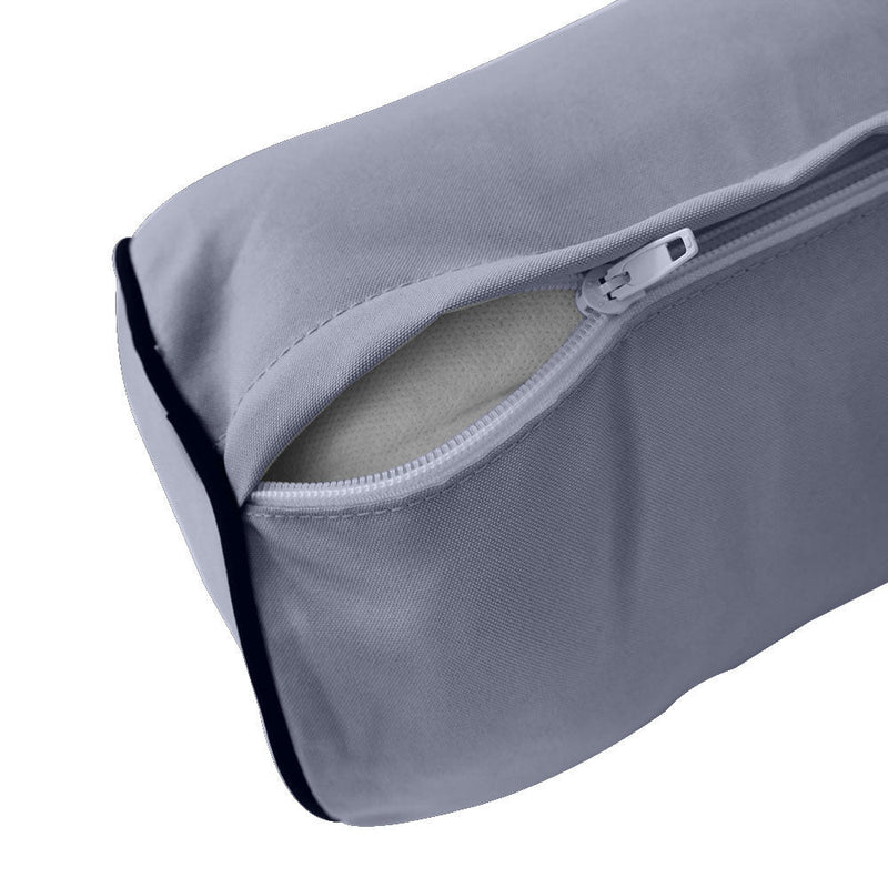 Contrast Pipe Trim Medium 24x6 Outdoor Bolster Pillow Cushion Insert Slip Cover AD001