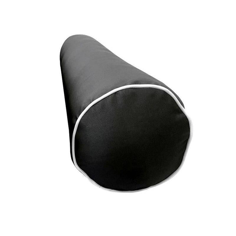 Contrast Pipe Trim Medium 24x6 Outdoor Bolster Pillow Cushion Insert Slip Cover AD003