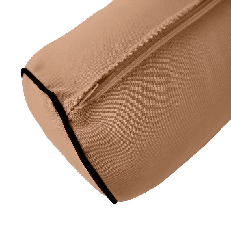 Contrast Pipe Trim Medium 24x6 Outdoor Bolster Pillow Cushion Insert Slip Cover AD104