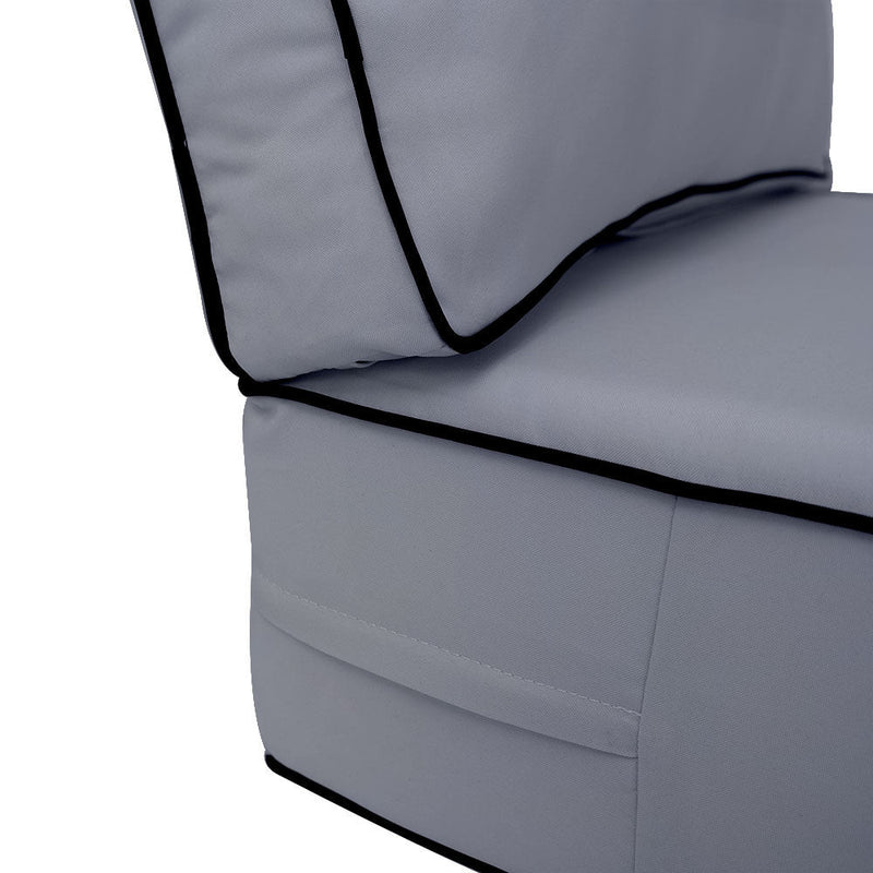 Contrast Pipe Trim Small 23x24x6 Deep Seat Back Cushion Slip Cover Set AD001