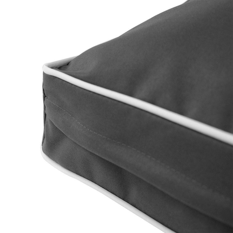 Contrast Pipe Trim Small 23x24x6 Deep Seat Back Cushion Slip Cover Set AD003