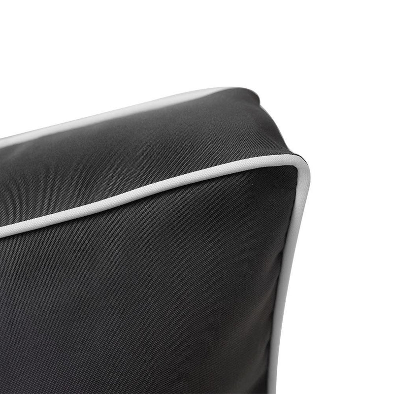 Contrast Pipe Trim Small 23x24x6 Deep Seat Back Cushion Slip Cover Set AD003