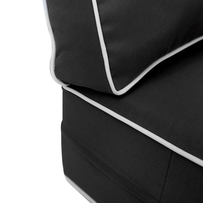 Contrast Pipe Trim Small 23x24x6 Outdoor Deep Seat Back Rest Bolster Cushion Insert Slip Cover Set AD003