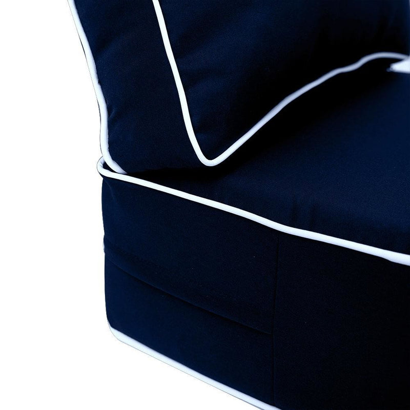 Contrast Pipe Trim Small 23x24x6 Outdoor Deep Seat Back Rest Bolster Cushion Insert Slip Cover Set AD101