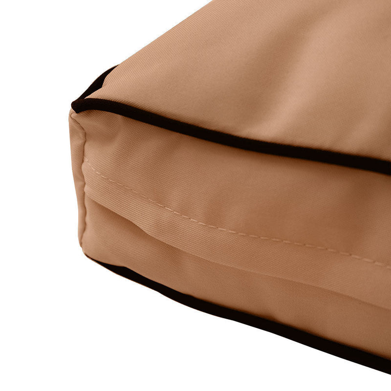 Contrast Pipe Trim Small 23x24x6 Outdoor Deep Seat Back Rest Bolster Cushion Insert Slip Cover Set AD104