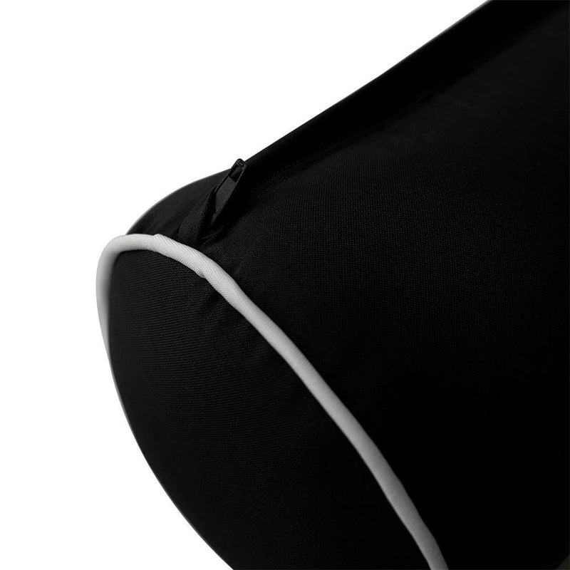 Small Size 23x24x6 Contrast Trim Outdoor Deep Seat Backrest Cushion with Bolster, Water Repellent Patio Cushion Insert and Cover Set AD109