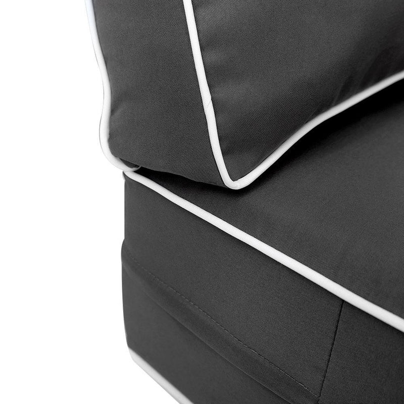 Contrast Piped Trim Large 26x30x6 Deep Seat + Back Slip Cover Only Outdoor Polyester AD003