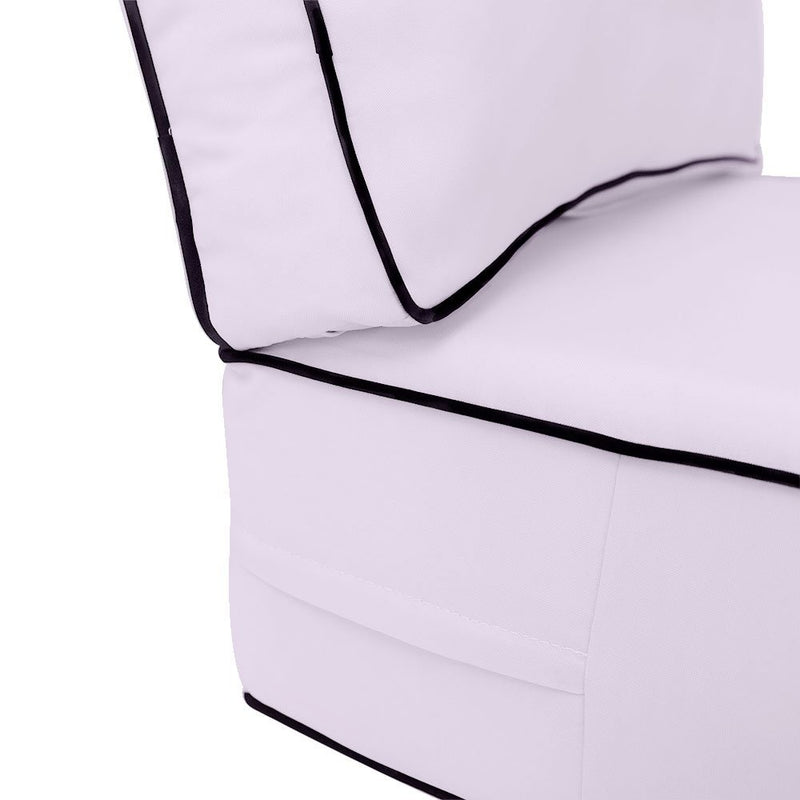 Contrast Piped Trim Large 26x30x6 Deep Seat Back Cushion Slip Cover Set AD107