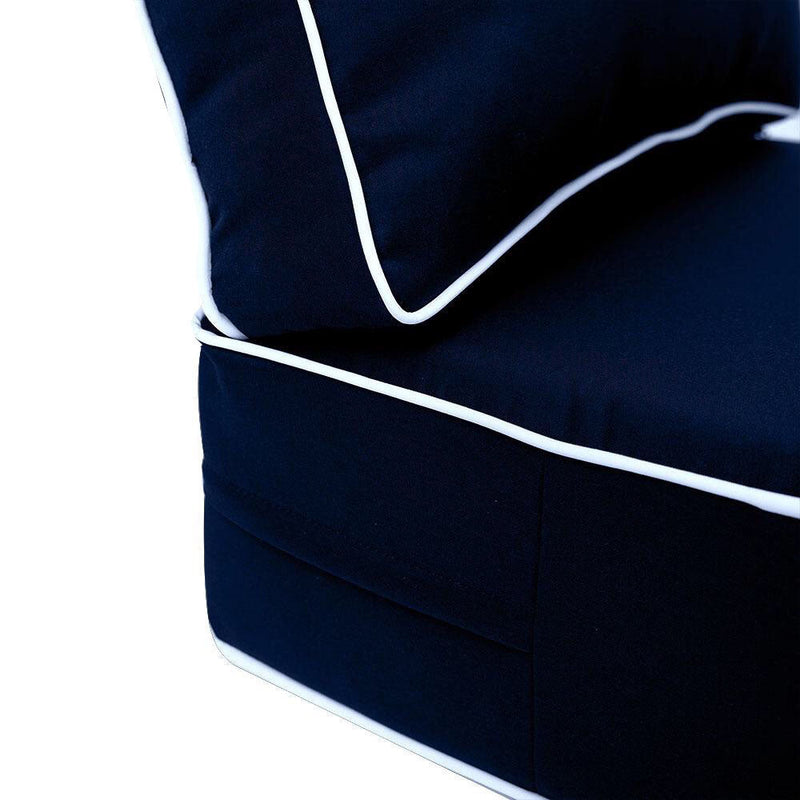 Contrast Piped Trim Medium 24x26x6 Deep Seat + Back Slip Cover Only Outdoor Polyester AD101