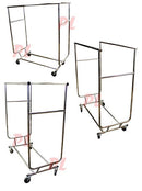 Double Parrallel Bar Adjustable Clothes Rack Hanger Retail  w- SWIVEL WHEELS