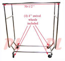 Double Parrallel Bar Adjustable Clothes Rack Hanger Retail  w- SWIVEL WHEELS