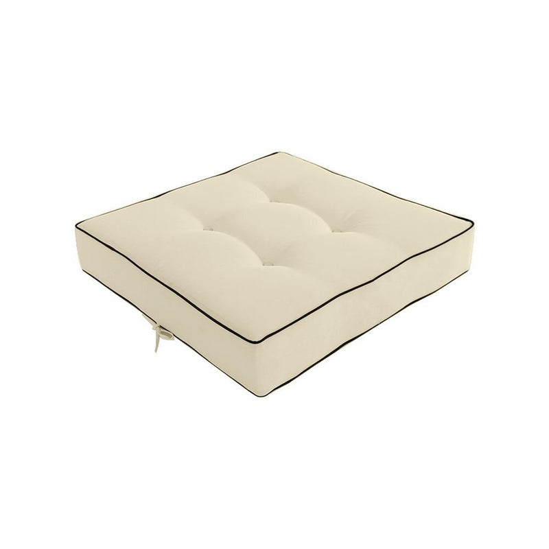 Double Piped w-Buttons Ottoman Cushion Chair Seat In-Outdoor Polyester 24 x 24 x 5 -AD006