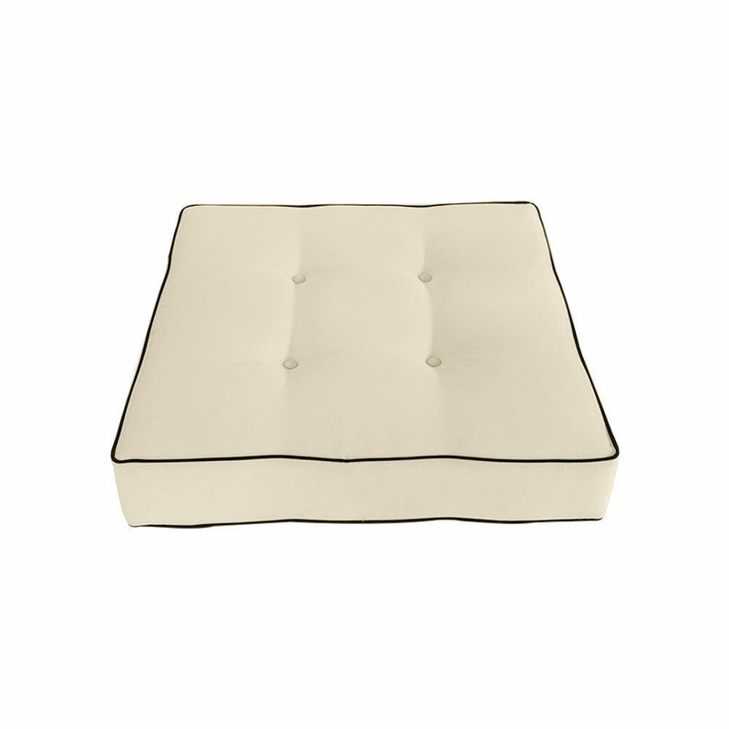 Double Piped w-Buttons Ottoman Cushion Chair Seat In-Outdoor Polyester 24 x 24 x 5 -AD006