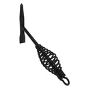 Black steel welding hammer with spring grip for slag removal.