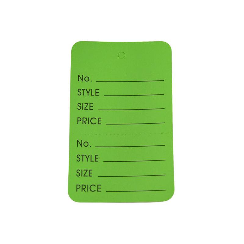 GREEN 1000 PCS Large Perforated  Hang Tags Coupon Price Paper Label Card 1-3/4" x 2-7/8"