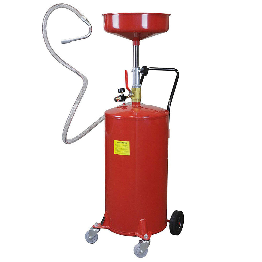 HD 20 Gallon Oil Drain Air Operated Oil Waste Drainage Lift Tank w- Wheel & Hose