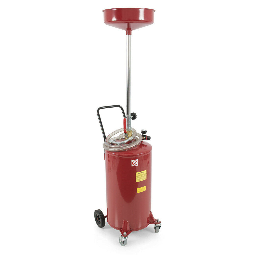 HD 20 Gallon Oil Drain Air Operated Oil Waste Drainage Lift Tank w- Wheel & Hose