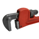 18" adjustable pipe wrench made of carbon steel for plumbing and industrial use.