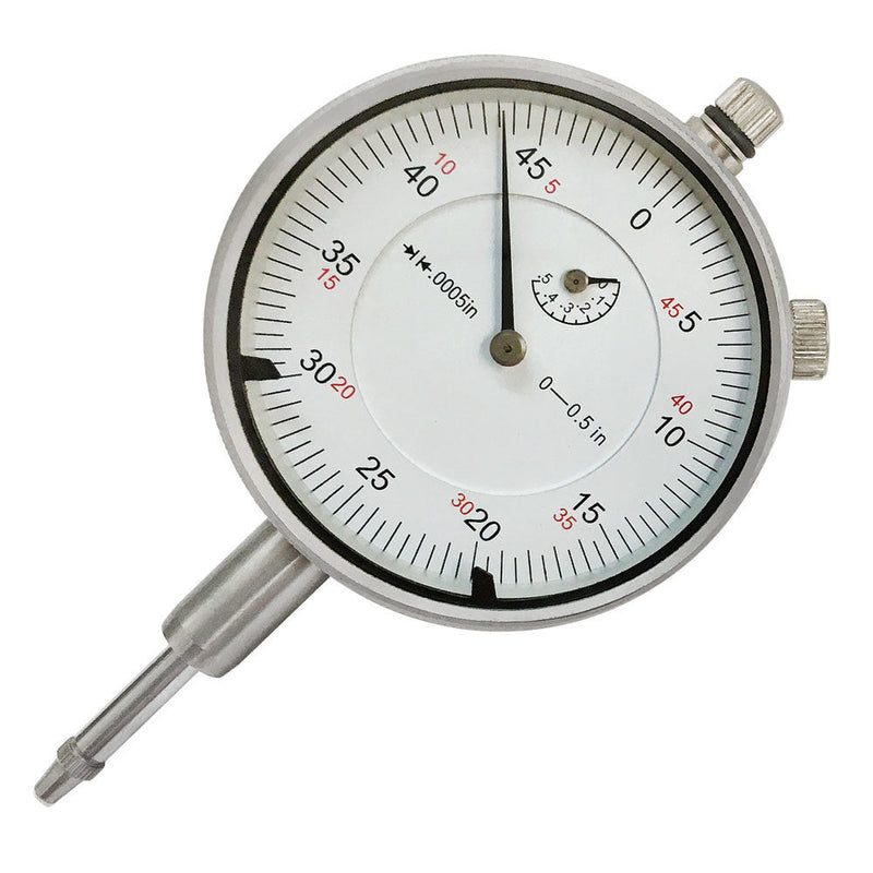 High Precision 0.5"/.0005" Dial Indicator Lug Back Graduation, Changeable Stem