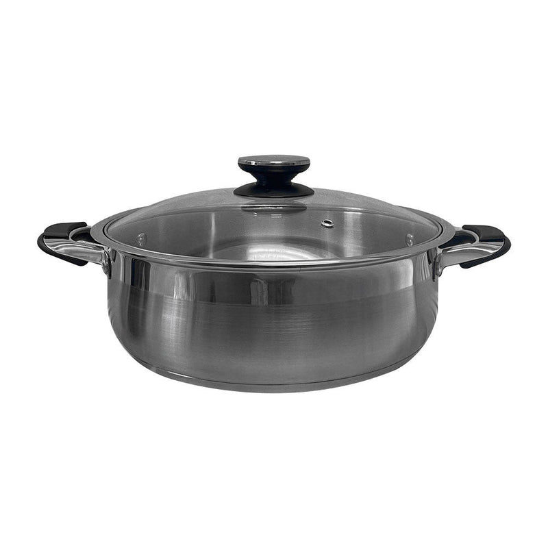 High Quality 12 Quart Stainless Steel Low Pot With Lid Capsule Base Cookware
