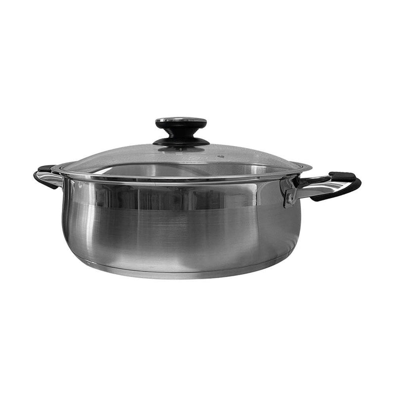 High Quality 12 Quart Stainless Steel Low Pot With Lid Capsule Base Cookware