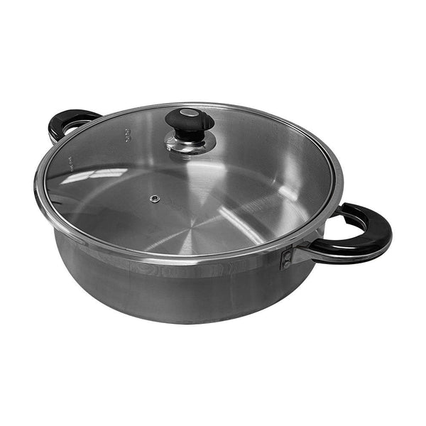 High Quality 18 Quart Stainless Steel Low Pot With Lid Capsule Base Cookware
