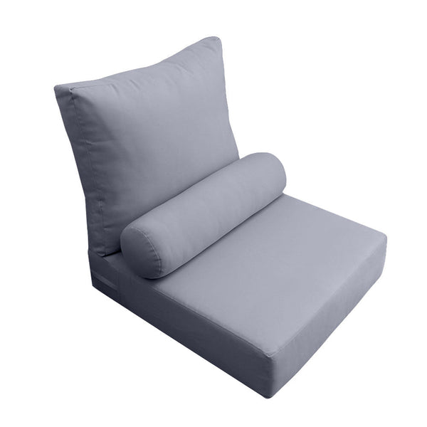 Medium Size 24x26x6 Knife Edge Outdoor Deep Seat Backrest Cushion with Bolster, Water Repellent Patio Cushion Insert and Cover Set AD001