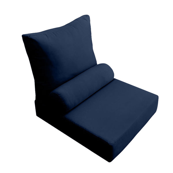 Medium Size 24x26x6 Knife Edge Outdoor Deep Seat Backrest Cushion with Bolster, Water Repellent Patio Cushion Insert and Cover Set AD101