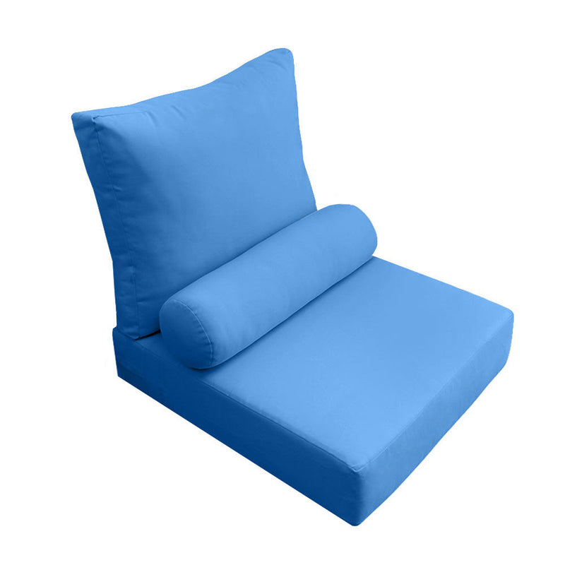 Medium Size 24x26x6 Knife Edge Outdoor Deep Seat Backrest Cushion with Bolster, Water Repellent Patio Cushion Insert and Cover Set AD102