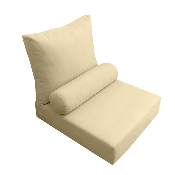 Medium Size 24x26x6 Knife Edge Outdoor Deep Seat Backrest Cushion with Bolster, Water Repellent Patio Cushion Insert and Cover Set AD103