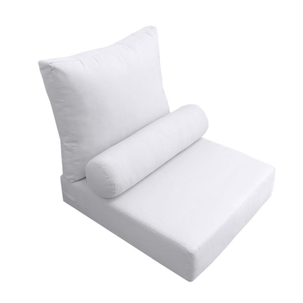 Medium Size 24x26x6 Knife Edge Outdoor Deep Seat Backrest Cushion with Bolster, Water Repellent Patio Cushion Insert and Cover Set AD105