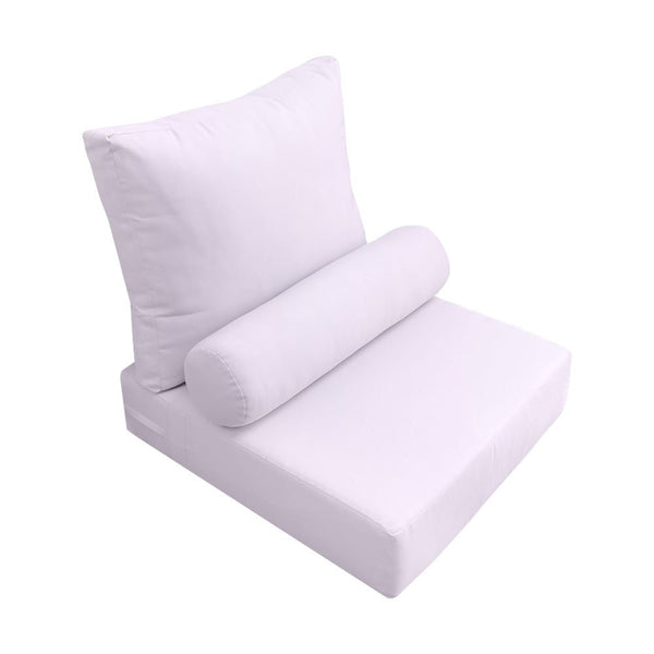 Medium Size 24x26x6 Knife Edge Outdoor Deep Seat Backrest Cushion with Bolster, Water Repellent Patio Cushion Insert and Cover Set AD107