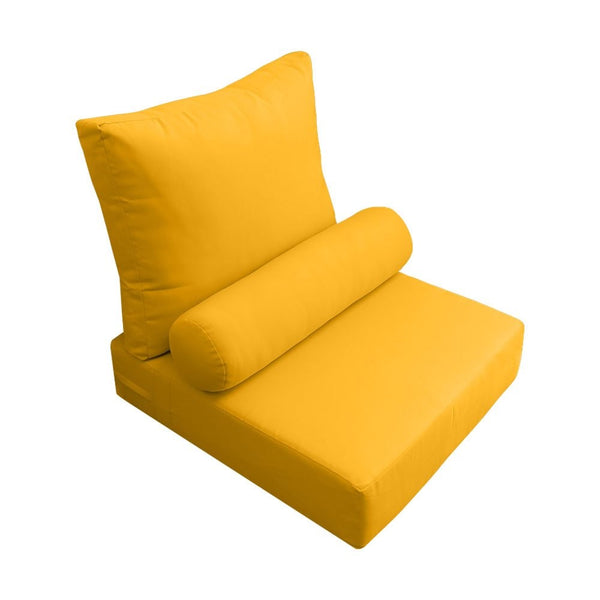 Medium Size 24x26x6 Knife Edge Outdoor Deep Seat Backrest Cushion with Bolster, Water Repellent Patio Cushion Insert and Cover Set AD108