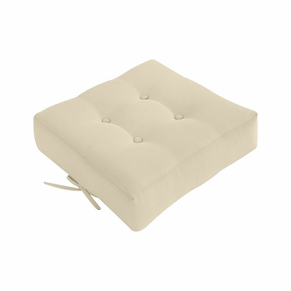 Knife Edge w-Buttons Ottoman Cushion Chair Seat In-Outdoor Polyester 16 x 16 x 5 -AD006