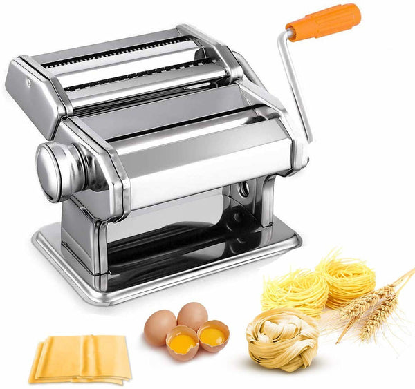 Manual 6'' Stainless Steel Pasta Maker Crank Machine 3 Different Types of Pasta