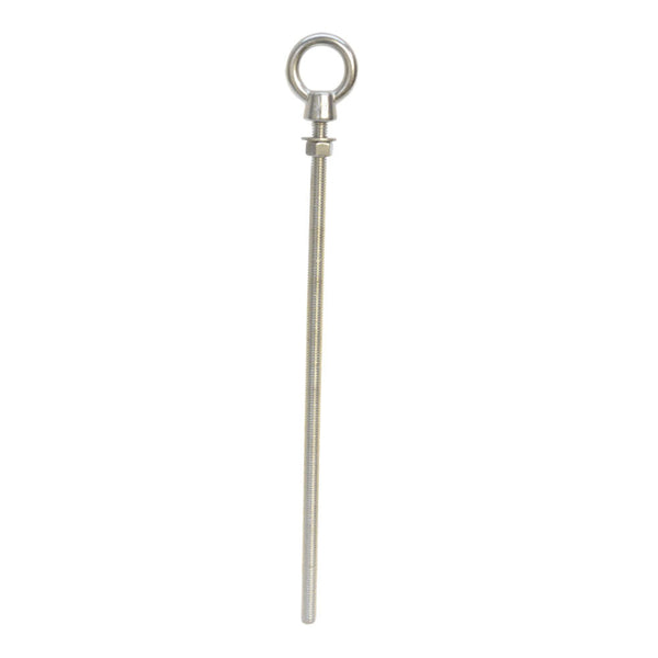 Marine Stainless Steel 3/8" x 12" Turned Eye Bolt Fully Threaded Nut Washer 1,050 Lb Cap.