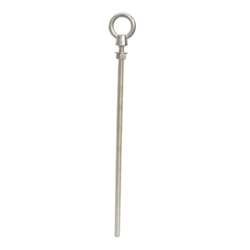 Marine Stainless Steel 3/8" x 12" Turned Eye Bolt Fully Threaded Nut Washer 1,050 Lb Cap.