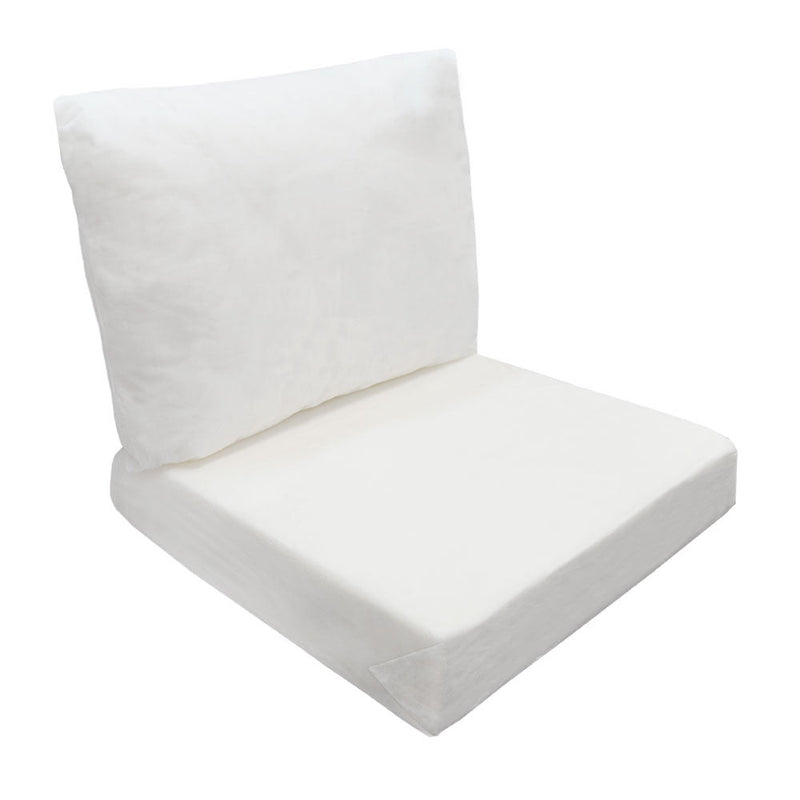 White replacement cushion inserts for deep seat patio sofa and backrest