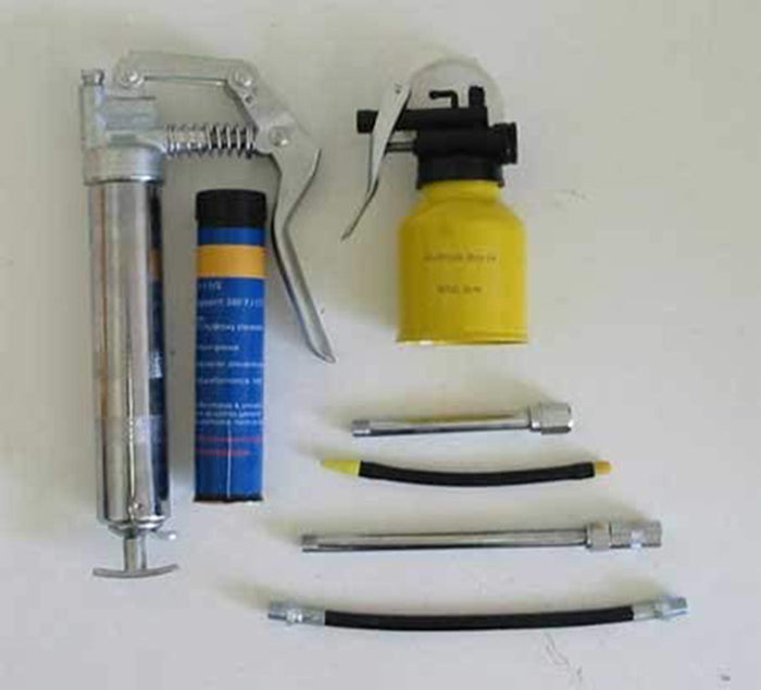 Mini Steel GREASE Gun Oil Can Flex Hose Nozzle KIT