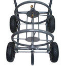 Heavy-duty garden hose reel cart with steel frame and brass fittings