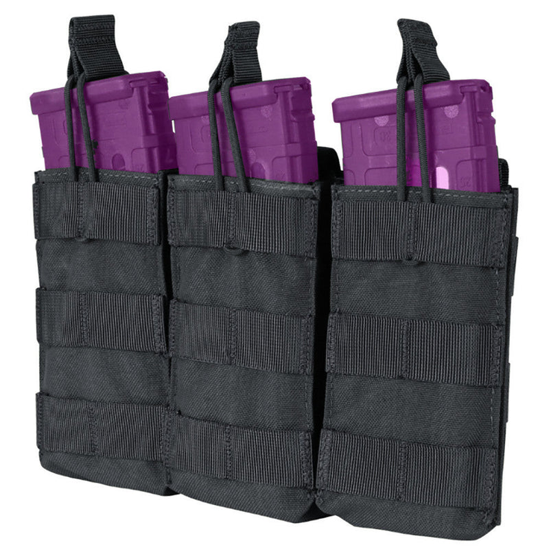 Condor MOLLE PALS Modular Tactical Open Top Triple Magazine Mag Pouch - Black