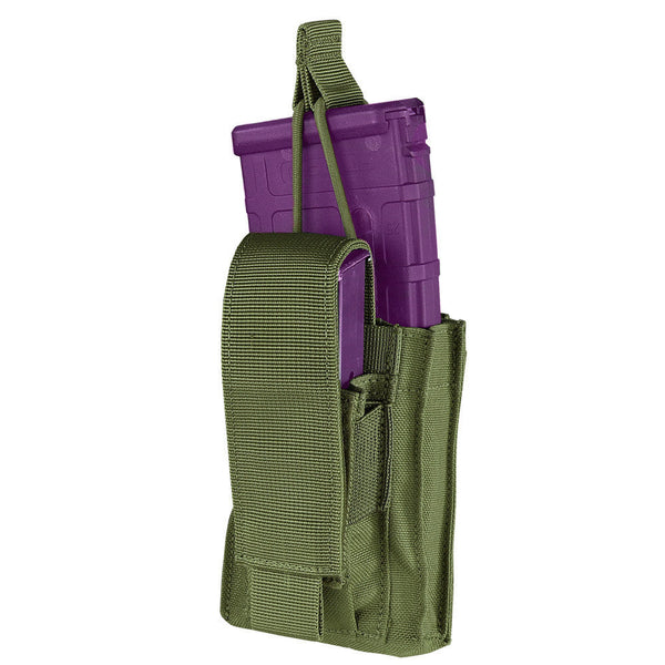 Condor Molle Tactical Single Kangaroo Magazine Mag Pouch Gen II Bungee Open Top - OD Green