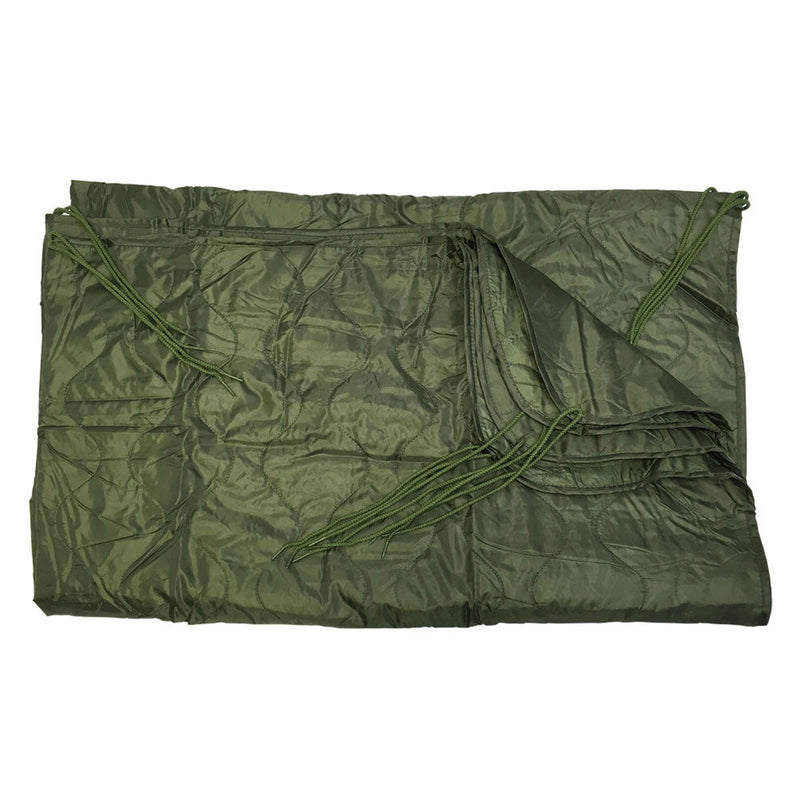 OD GREEN 86''L x 58''W G.I Style Poncho Liner Blanket Sleeping Bag Liner Rip-Stop Nylon w- Pouch