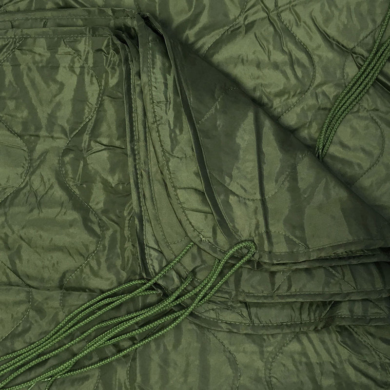 OD GREEN 86''L x 58''W G.I Style Poncho Liner Blanket Sleeping Bag Liner Rip-Stop Nylon w- Pouch