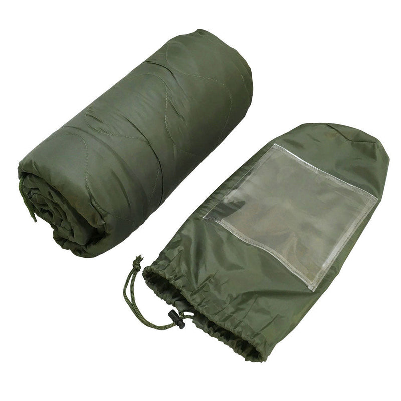 OD GREEN 86''L x 58''W G.I Style Poncho Liner Blanket Sleeping Bag Liner Rip-Stop Nylon w- Pouch