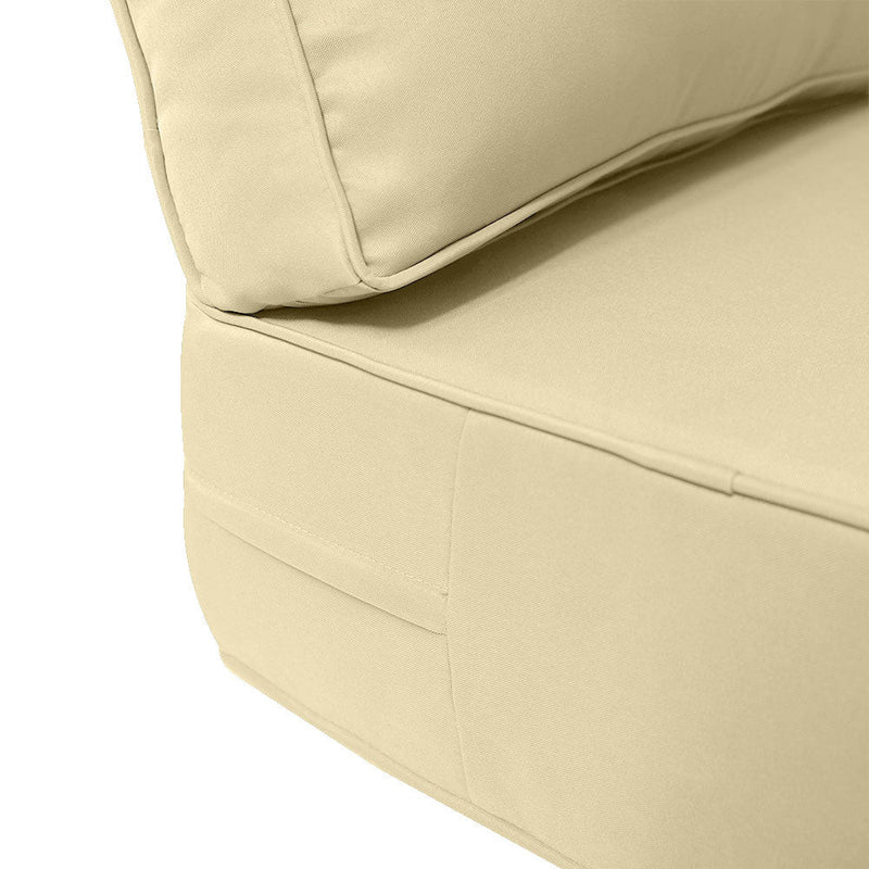 Medium Size 24x26x6 Piped Trim Outdoor Deep Seat Backrest Cushion with Bolster, Water Repellent Patio Cushion Insert and Cover Set AD103